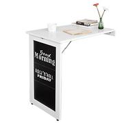 SoBuy Table Murale Rabattable avec Tableau Mémo, pliée 8 cm, 50×75×76cm | Table à Manger Pliable, charge 30 kg, repas & travail, entretien facile, MDF, pour cuisine & bureau & petits espaces, FWT20-W
