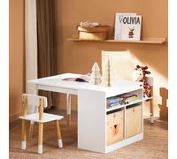 SoBuy Table pour enfants avec 2 chaises Ensemble de chaises pour enfants avec espace de rangement Table de jeu multifonctionnelle Table d'activité pour enfants intérieur Table Chaise Set KMB113-W