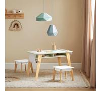 SoBuy Table pour enfants avec 2 chaises Groupe de sièges avec espace de rangement Table d'activités multifonctionnelle pour enfants Table de jeu intérieur Ensemble table-chaise Vert KMB92-GR