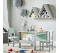SoBuy Table pour enfants avec chaises Groupe de sièges pour enfants à l'intérieur Table pour enfants Chaise Set Table de peinture pour enfants Groupe de sièges gris clair KMB88-HG