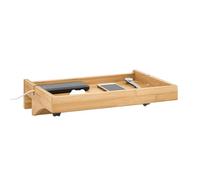 SoBuy Tablette de Lit Bambou avec Gestion Câbles 36x25x9 cm