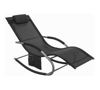 SoBuy Transat Bain de Soleil Pliable Ergonomique à Bascule - Aluminium, Confort Extérieur Jardin Terrasse Camping, Noir OGS28-SCH