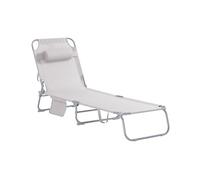SoBuy Chaise longue de jardin avec poche latérale et coussin aéré pliable Chaise longue pour jardins, cours, plages, balcons Beige OGS35-MI