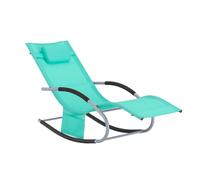 SoBuy Chaise longue de jardin OGS28-TB – Transat bascule, coussin, appui-tête réglable Turquoi
