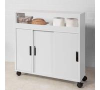 SoBuy Trolley de salle de bain | Trolley | Espace de rangement | Meuble de salle de bain blanc