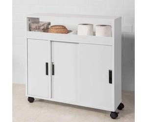 SoBuy Trolley de salle de bain | Trolley | Espace de rangement | Meuble de salle de bain blanc