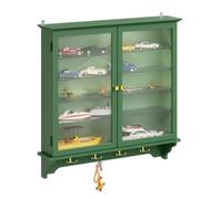 SoBuy Vitrine en Verre Murale avec LED Détecteur, 4 Étagères Réglables | Vitrine Collection 68x13,5x68,5cm, étagères verre 12 cm prof., idéale salon/bureau/cuisine/entrée, vert, FSB114-E-SY