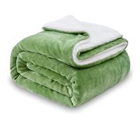 SOCHOW Couverture douillette et chaude en Sherpa, couverture polaire douce 220 x 240 cm, vert sauge