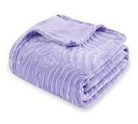 SOCHOW Plaid en Polaire Flanelle Ultra Doux, Couverture Légère Confortable et Chaude avec Motif Feuilles Texturé, pour Lit Canapé Sofa, 150x200 cm, Lilas