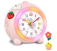 SOCICO Réveil analogique pour Enfant Licorne Silencieux Lumière colorée | Design mignon pêche sans tic-tac affichage clair volume réglable et veilleuse douce pour un réveil personnalisé et apaisant