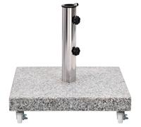Socle de parasol - AKOZON - Granit 30 kg - Carré - 4 roulettes - Adaptateur 38/48 mm