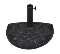 Socle de parasol demi-rond en résine - VIDAXL - Φ 500x330 mm - Noir - 9 kg - Adaptateurs pour parasol 38/48 mm