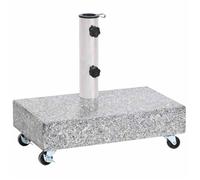 Socle de parasol en granite - JILL - Gris clair - 45x25x8,3 cm - Poids 25 kg - Roulettes verrouillables