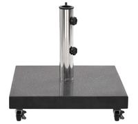 Socle de parasol - GAROSA - Modèle Carré - 30 kg - Granit Noir - 4 roulettes