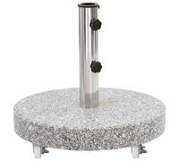 Socle De Parasol Rond 45 Cm Stable Et Facile À Déplacer Avec Roulettes En Granit Gris Helloshop26 02_0045947