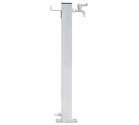 Socle pour robinet de jardin - Colonne de distribution d'eau de 40 cm - Acier inoxydable - Forme carrée - Ensemble complet pour l'arrosage et le lavage de voiture