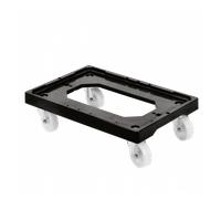 Socle rouleur 4 roues pivotantes - chape inox - noir