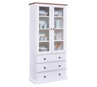 SOCOA - Vitrine 2 Portes 3 Tiroirs en MDF Laqué Blanc