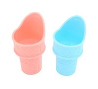 Socobeta Cuillère à Cornet de Crème Glacée Réutilisable Pratique Sûr Fiable Plaisir Facile pour Les Enfants Bleu/Rose 2PCS Porte-Crème Glacée Tasse pour Cadeau de Fête