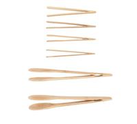 Socobeta Pinces de Cuisine en Bois, Ustensile de Cuisine Polyvalent et Durable pour Salade de Fromage, Fruits, Pain, 6 Pièces