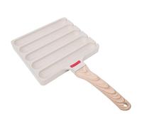 Socobeta Poêle à Saucisses Antiadhésive, Conception Portable pour la Cuisine Intérieure et Extérieure, Idéale pour le Camping et les Pique-niques, Alliage D'aluminium 39 X 19 X 22 Cm (Blanche)