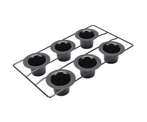 Socobeta Poêle Antiadhésive de 6 Tasses pour une Cuisson Facile, Ustensiles de Cuisson en Acier au Carbone Profond pour Muffins et Pudding
