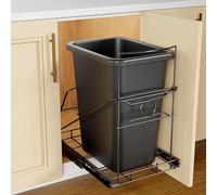 SOCONT Poubelle extractible, étagère coulissante réglable en acier inoxydable, kit de poubelle, convient aux poubelles de 20 à 38 litres (noir, poubelle non incluse)