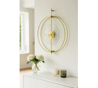 SODEF Horloge Murale Ronde Silencieuse Design Moderne 50x65 cm, Cadran Double Cercle, Métal Premium Incassable, Fonctionne à Piles, Couleur Jaune - Jaune