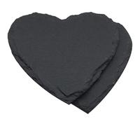 SOESFOUFU 2 Pièces Assiette Cœur 8 Pouces en Ardoise Noire | Plateau Polyvalent pour Steak, Desserts et Conservation, Usage Maison ou Hôtel, Forme Cœur Élégante