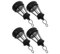 SOESFOUFU 4 Pièces Mini Lanterne Solaire de Cour Noire en Plastique Charge Solaire Automatique et Portable, Lumière Décorative pour Camping et Jardin Extérieur