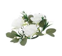 SOESFOUFU Anneau de Bougie Fleur Artificielle Rose Blanche Décoration Mariage Table Fête Élégante Guirlande Chandelle Chic