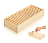 SOESFOUFU Boîte à fiches en bois avec compartiments amovibles pour rangement de cartes et bijoux, rangement pratique pour bureau et dortoir