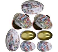 SOESFOUFU Boîtes à Bonbons en Fer D'œuf de Pâques, Lot de 6, Finition Soignée et Facile à Transporter, Décor Unique pour Fête de Pâques Plusieurs styles