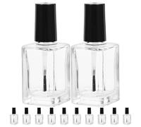 SOESFOUFU Flacons à Bouchon Noir en Verre Transparent Lot de 15 avec Pinceau Design Simple et Léger, pour Rangement et Vernis à
