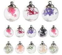 SOESFOUFU Fleurs Séchées, Accessoires de Bijouterie en Verre et Métal Lot de 20 Boules de Verre Transparentes Décorations Délicates Couleur Aléatoire pour Usage Intérieur et Photo Prop