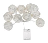 SOESFOUFU Guirlandes Lumineuses Rotin Blanches à Pile 10 Led, Design Boule Tressée Réaliste, pour Décoration Extérieure Jardin Terrasse Clôture Festive
