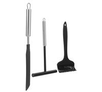 SOESFOUFU Kit Ustensiles à Crêpes en Acier Inoxydable avec Spatule Forme T et Pinceau Nylon, Design Ergonomique, Facile à Nettoyer, Cuisine et Stand Alimentaire