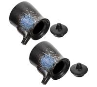 SOESFOUFU Lot de 2 Récipients de Sauce Soja en Céramique Noire 200ml, Distributeurs Pratiques pour Vinaigre et Huile, Cuisine et Service à Table