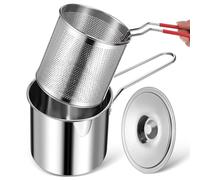 SOESFOUFU Marmite chaude 12L acier inoxydable 304, mini friteuse multifonction avec panier et passoire, set 3 pièces, et facile à nettoyer pour cuisine familiale et usage extérieur