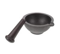 SOESFOUFU Mortier et Pilon en Fonte Noire Cuisine, Broyeur Polyvalent sans Éclaboussures, pour Épices et Piments, Ustensile Traditionnel pour Préparation Culinaire à Domicile