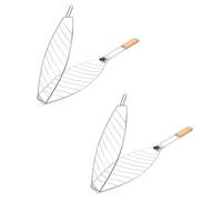 SOESFOUFU Panier à Poisson Pliable en Acier Inoxydable 2pcs avec Poignée, Support de Barbecue Portable et Facile à Nettoyer pour Camping Cuisine Maison