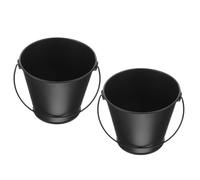 SOESFOUFU Seau à Graisse Barbecue Noir 2 Pièces en Tôle pour Cuisson | Collecte D’huile, Résistant à Haute Température, Réduit les Éclaboussures, Style Simple, Anse Pratique
