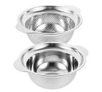SOESFOUFU Set 1 Bassine à Riz en Acier Inoxydable Bol Mélangeur Multifonction Argenté Préparation des Aliments, Égouttoir Robuste pour Fruits et Légumes à Usage Domestique