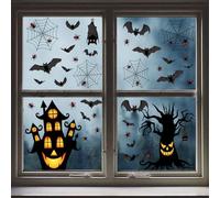 SoeUyd 4 Pièces Stickers Fenetre Halloween, Décoration Fenêtre Halloween, Halloween Chauve Souris Autocollants, Idéaux pour Décorer les Fêtes D'Halloween et les Fêtes Fantômes, DIY Horreur Décor