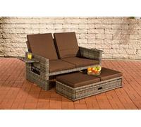 Sofa Ancona 5mm en polyrotin rond , Gris chiné/Marron terre