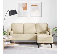 Sofa D'angle 3 Places Vidaxl Crème 160 Cm En Tissu