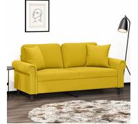 Sofa intérieure moderne, vidaXL, Canapé 2 places avec oreillers décoratifs jaune 140 cm velours(13727）