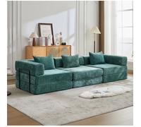 Sofa Lit Convertible Vert Foncé Modular Boneless Pas d'Assemblage Chenille Lit Sol
