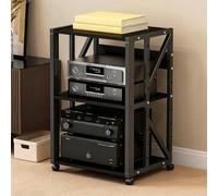 SOFACHEN Armoire Audio-Vidéo Meuble HiFi À 3/4 Niveaux, Support Multimédia AV avec Étagères Réglables, Meuble Audio Mobile en Support pour Récepteur, TV Box Et Enceintes(Style 3)