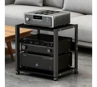 SOFACHEN Meuble Chaine HiFi Armoire de Composants Audio Vidéo à 2/3 Niveaux, Support AV avec Étagères Réglables et roulettes, Rack Multimédia pour Salon, Bureau et Cinéma(Style 1)